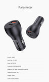 AWEI C-822 18W Car Charger Mini Durable Design USB C + Type-C PD+QC 3.0 Quick Charging Phone Charger For Android and iOS mobile phone